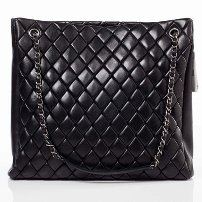 Chanel Lambskin New Bubble Quilt North South Tote Black 4 of 9