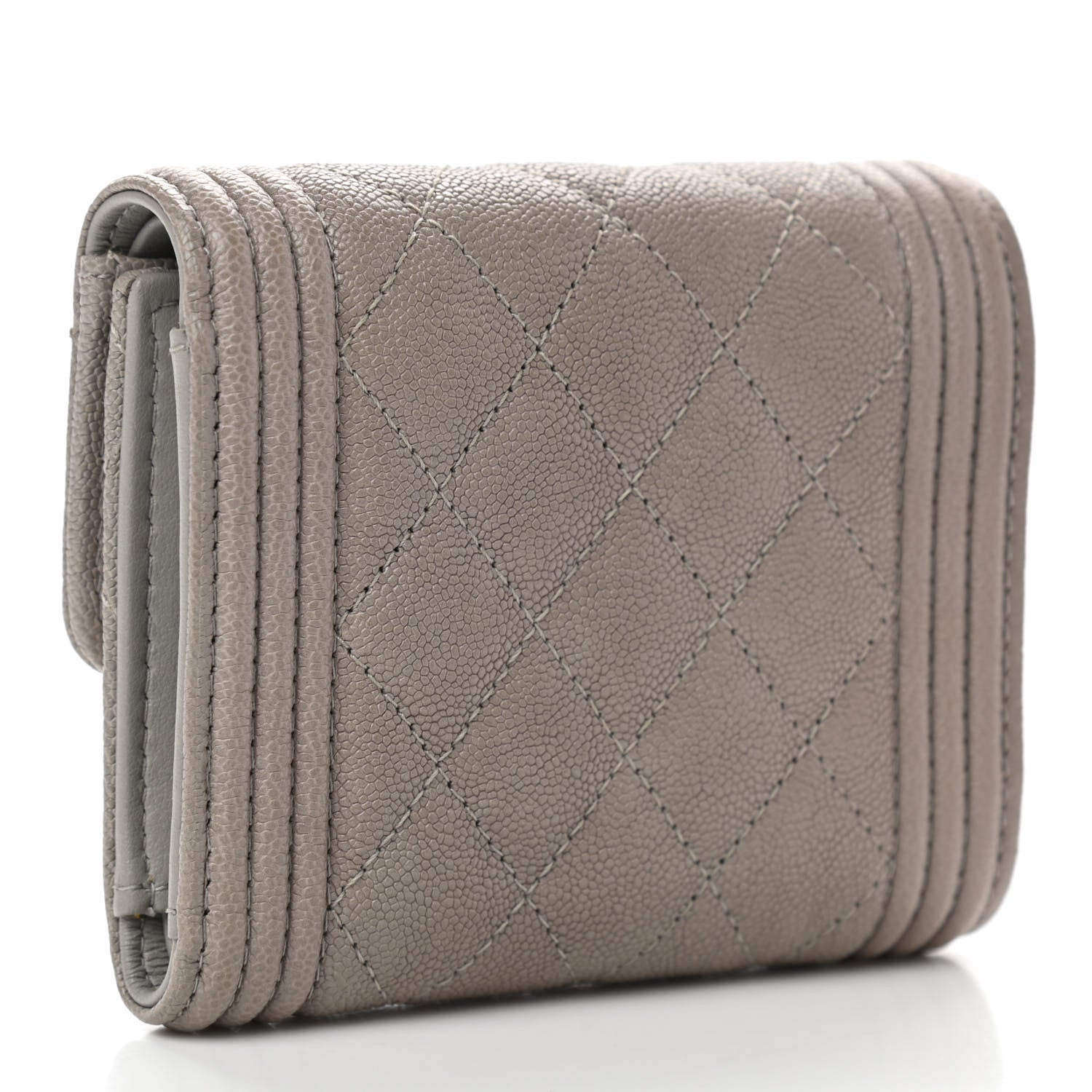 Chanel Caviar Quilted Compact Boy Flap Wallet Grey 3 of 7
