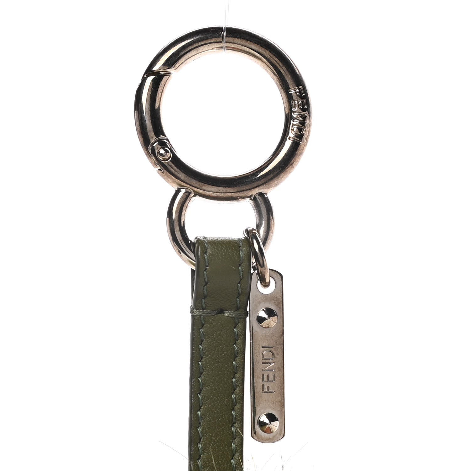 Fendi Fox Mink Rabbit Fur Vitello Flamingo Kooky Monster Bag Bug Charm Verde Multicolor Olive 2 of 4