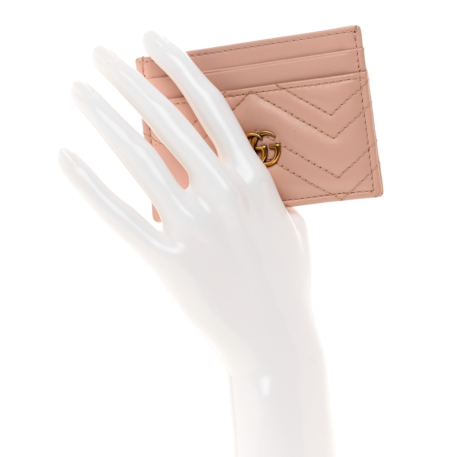 Gucci Calfskin Matelasse GG Marmont Card Holder Perfect Pink 2 of 6