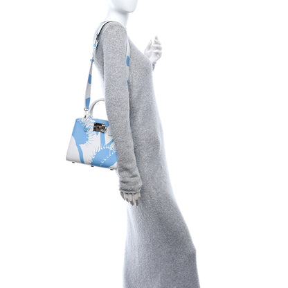 Salvatore Ferragamo Calfskin Print Mini The Studio Bag White Blue 2 of 10