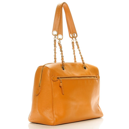 Chanel Caviar Large CC Shoulder Bag Orange 3 of 10