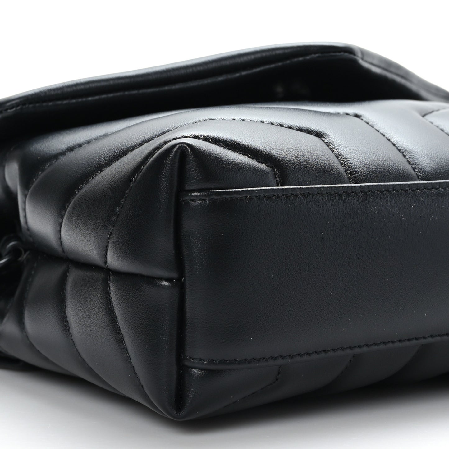Calfskin Y Quilted Monogram Monochrome Toy Loulou Crossbody Bag Black