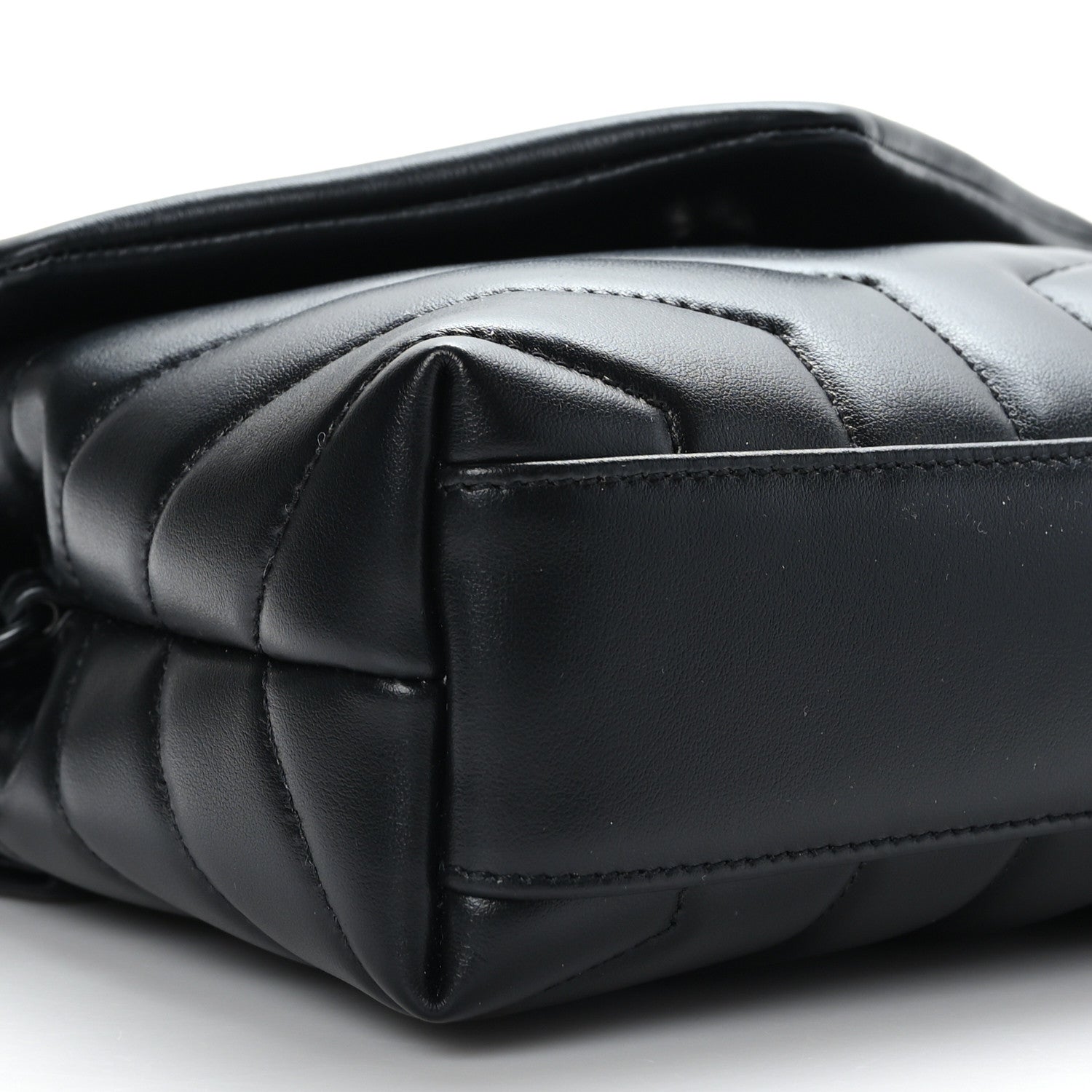 Saint Laurent Calfskin Y Quilted Monogram Monochrome Toy Loulou Crossbody Bag Black 8 of 10