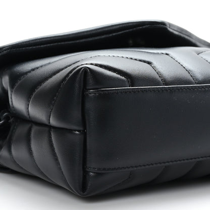 Saint Laurent Calfskin Y Quilted Monogram Monochrome Toy Loulou Crossbody Bag Black 8 of 10