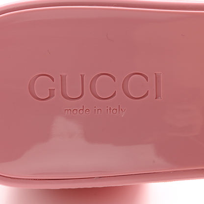 Gucci Rubber Gucci Logo Womens Platform 20/60mm Slide Sandals 38 Wild Rose 6 of 9