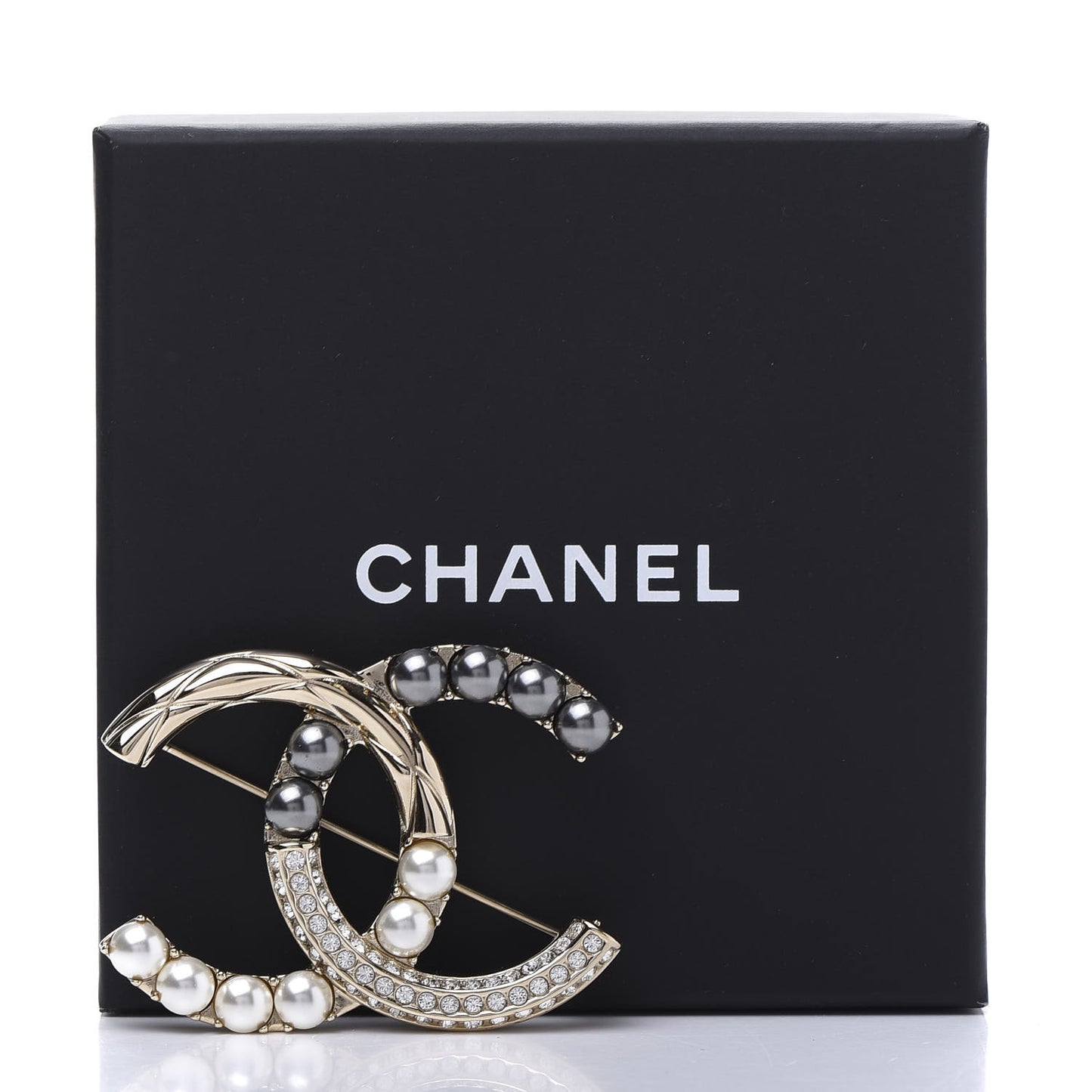 Pearl Crystal Bright Young Thing CC Brooch Gold
