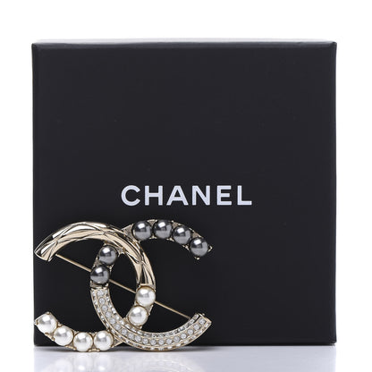 Chanel Pearl Crystal Bright Young Thing CC Brooch Gold 5 of 5