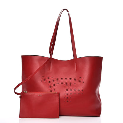 Tom Ford Calfskin Perforated Logo Tote Red 3 of 13