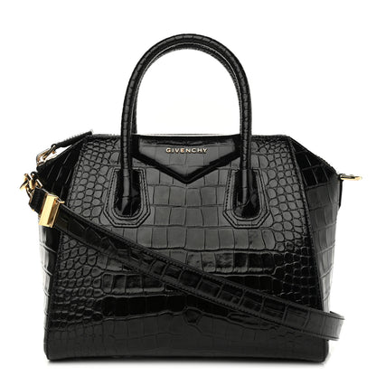 Givenchy Calfskin Crocodile Embossed Small Antigona Black 1 of 10