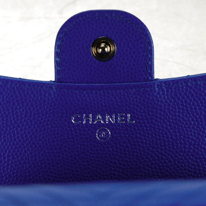 Chanel Caviar Chevron Quilted Compact Flap Wallet Bright Blue 5 of 8