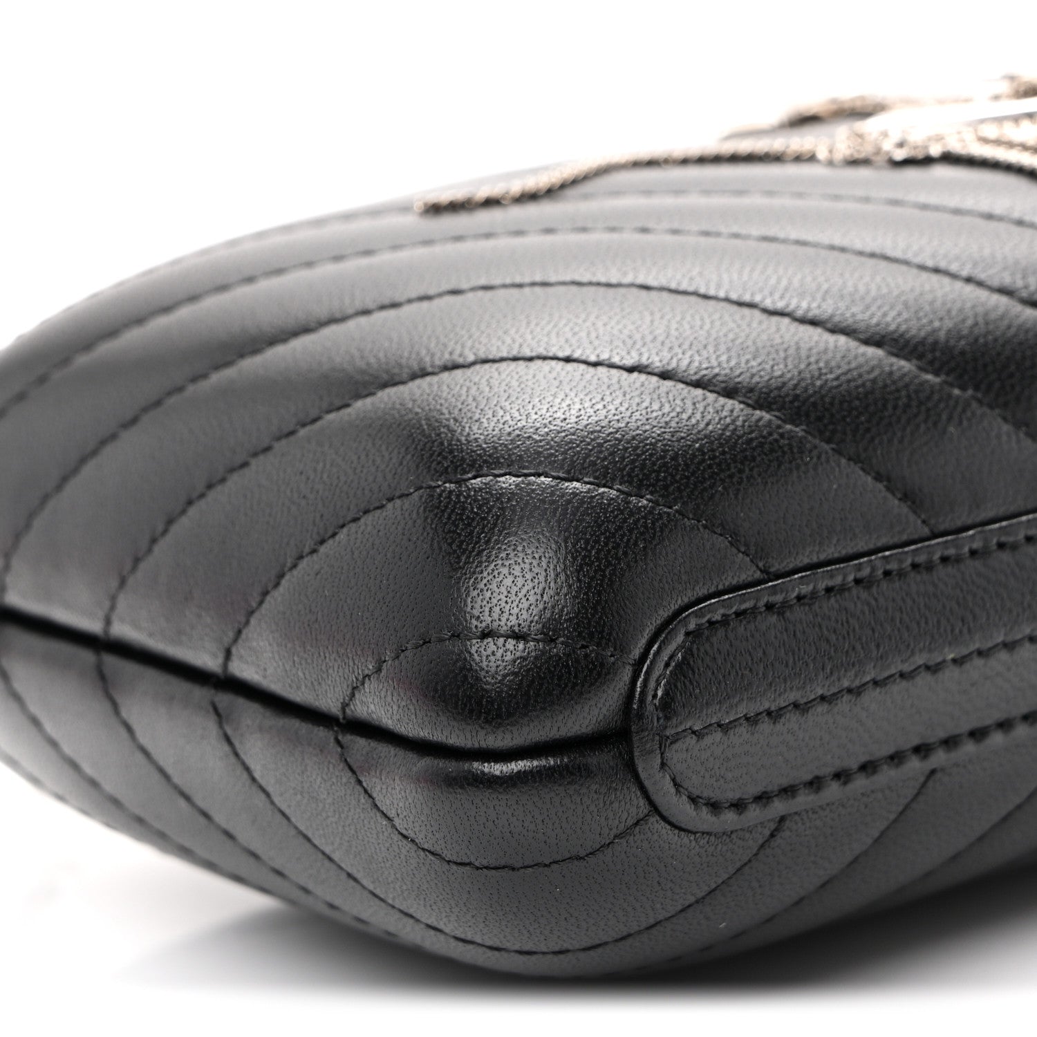 Chanel Lambskin Chevron Quilted CC Fringe Clutch Black 9 of 11