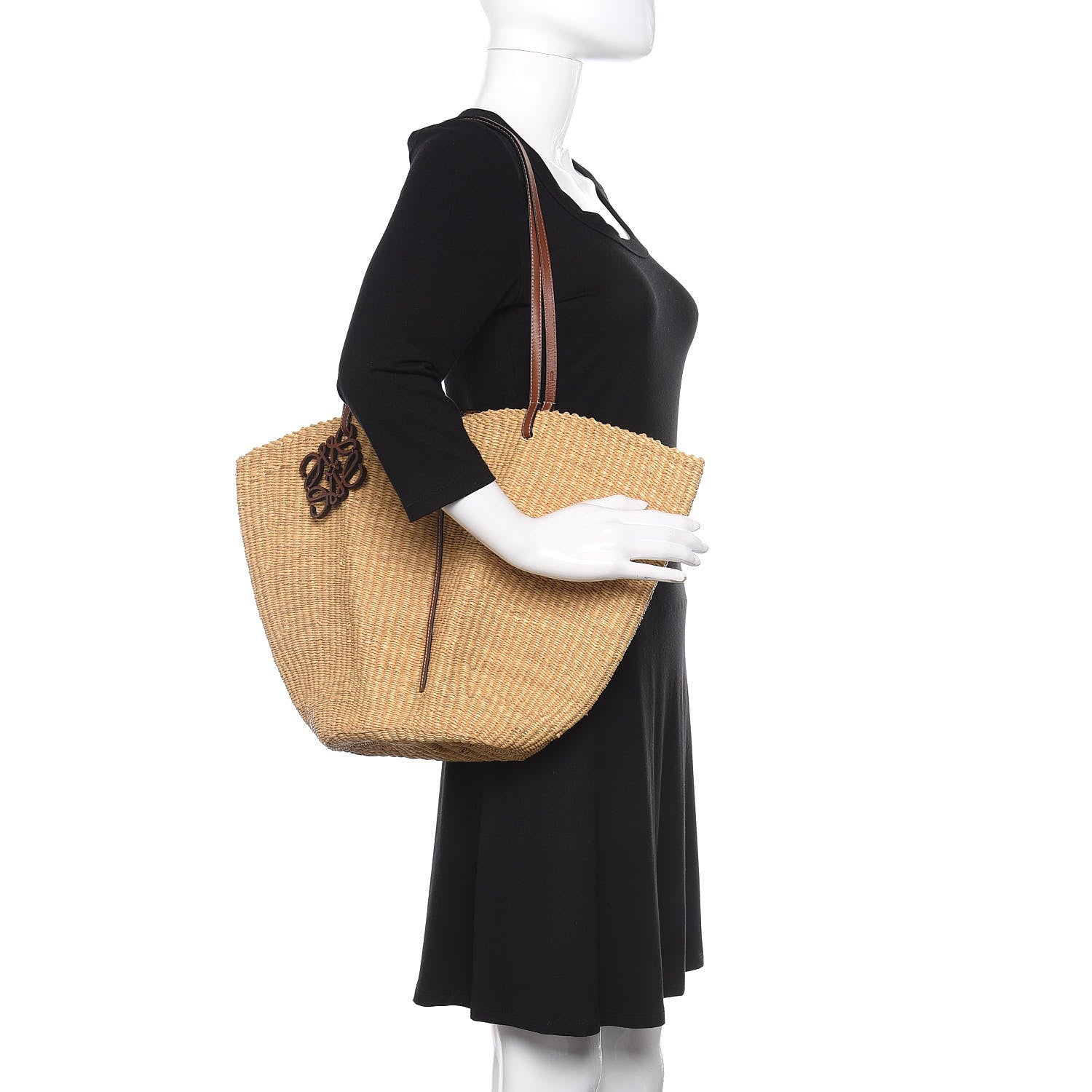 Loewe Raffia Calfskin Shell Tote Tan 2 of 10
