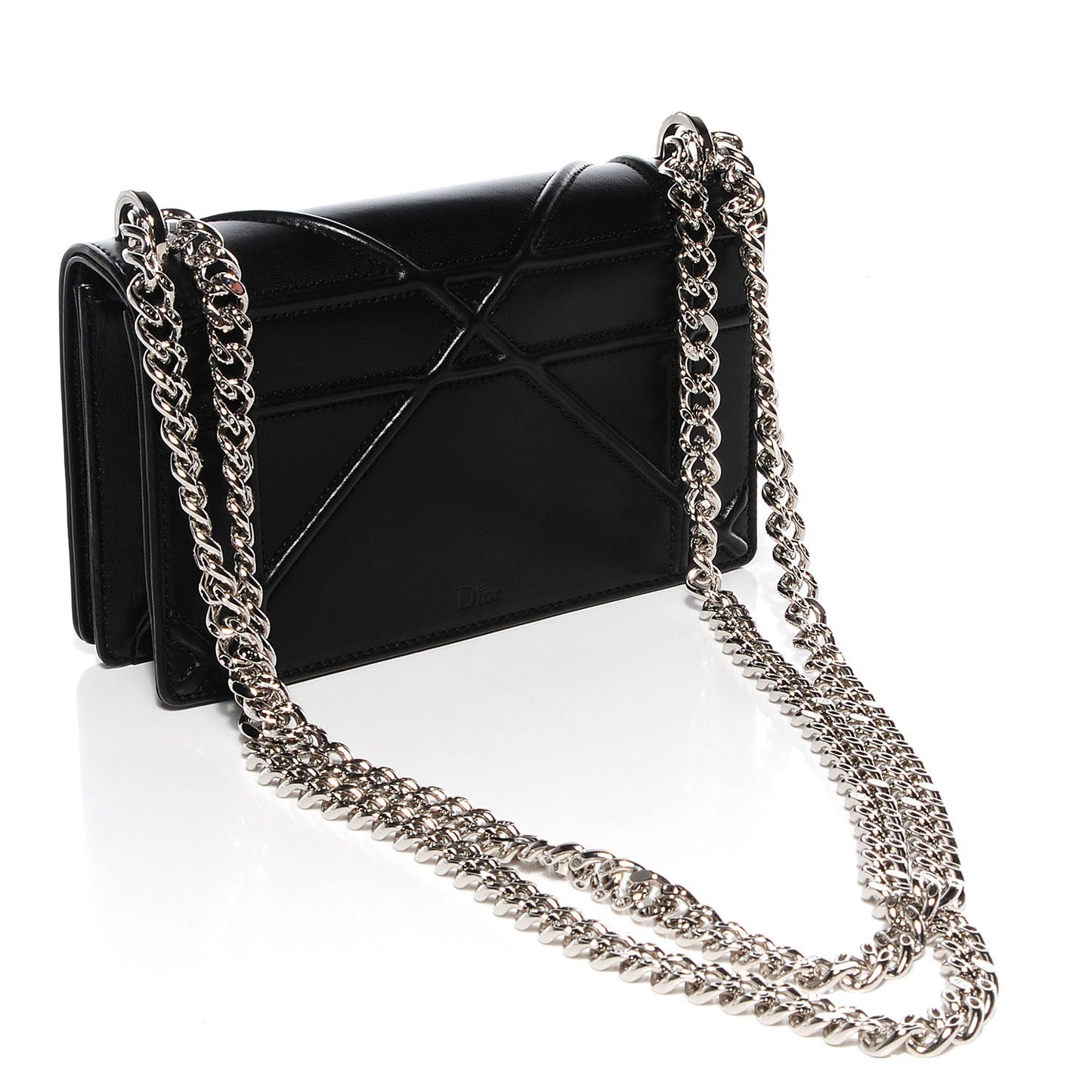 Lambskin Mini Diorama Flap Bag Black