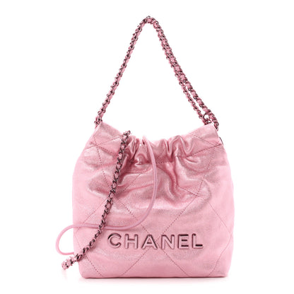 Chanel Metallic Lambskin Lacquered Monochrome Quilted Mini Chanel 22 Pink 1 of 10