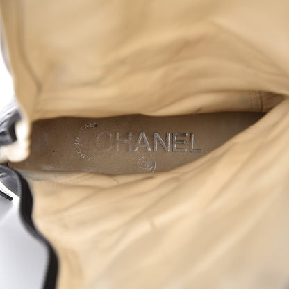 Chanel Lambskin Patent Cap Toe CC High Boots 38 Black 9 of 18