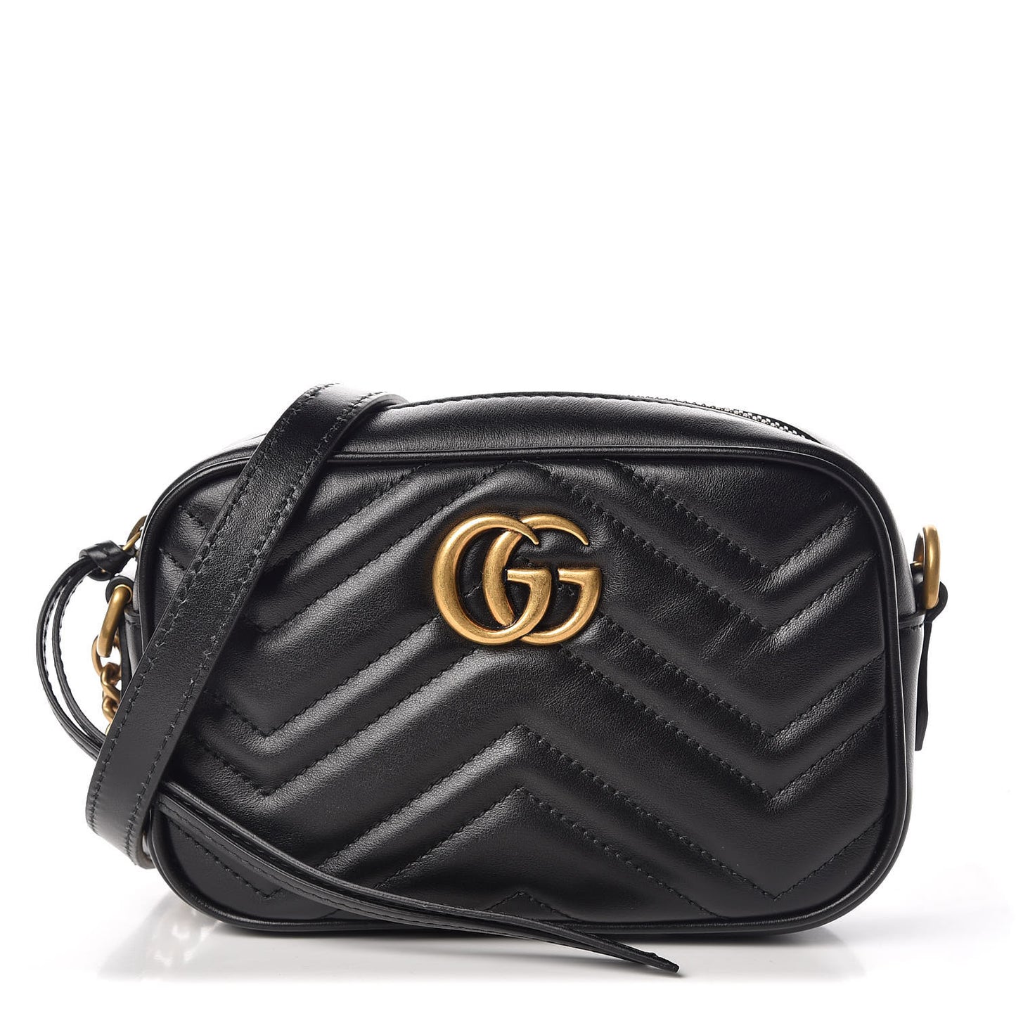 Calfskin Matelasse Mini GG Marmont Chain Shoulder Bag Black