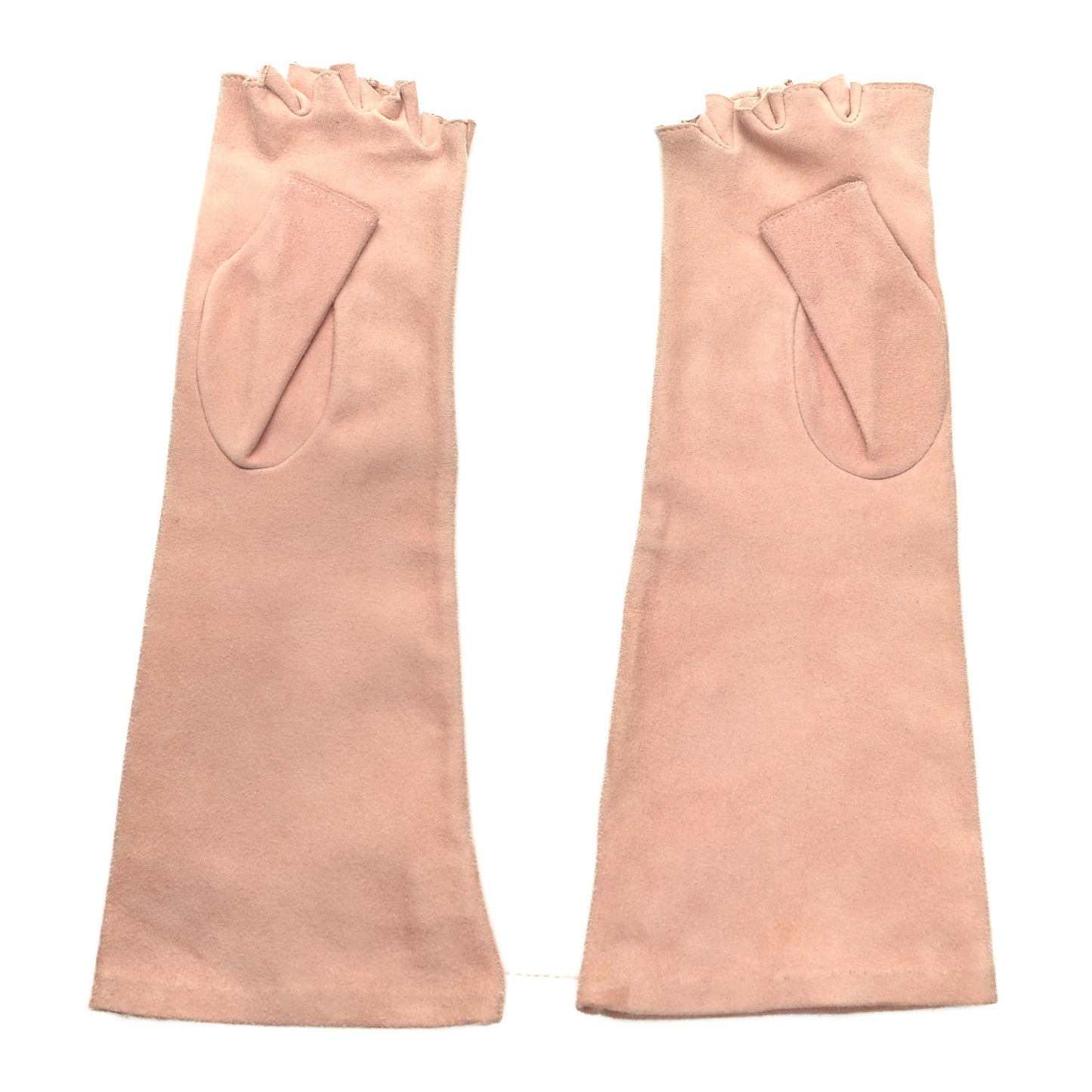 Suede Goatskin Fingerless CC Gloves 7 Pink
