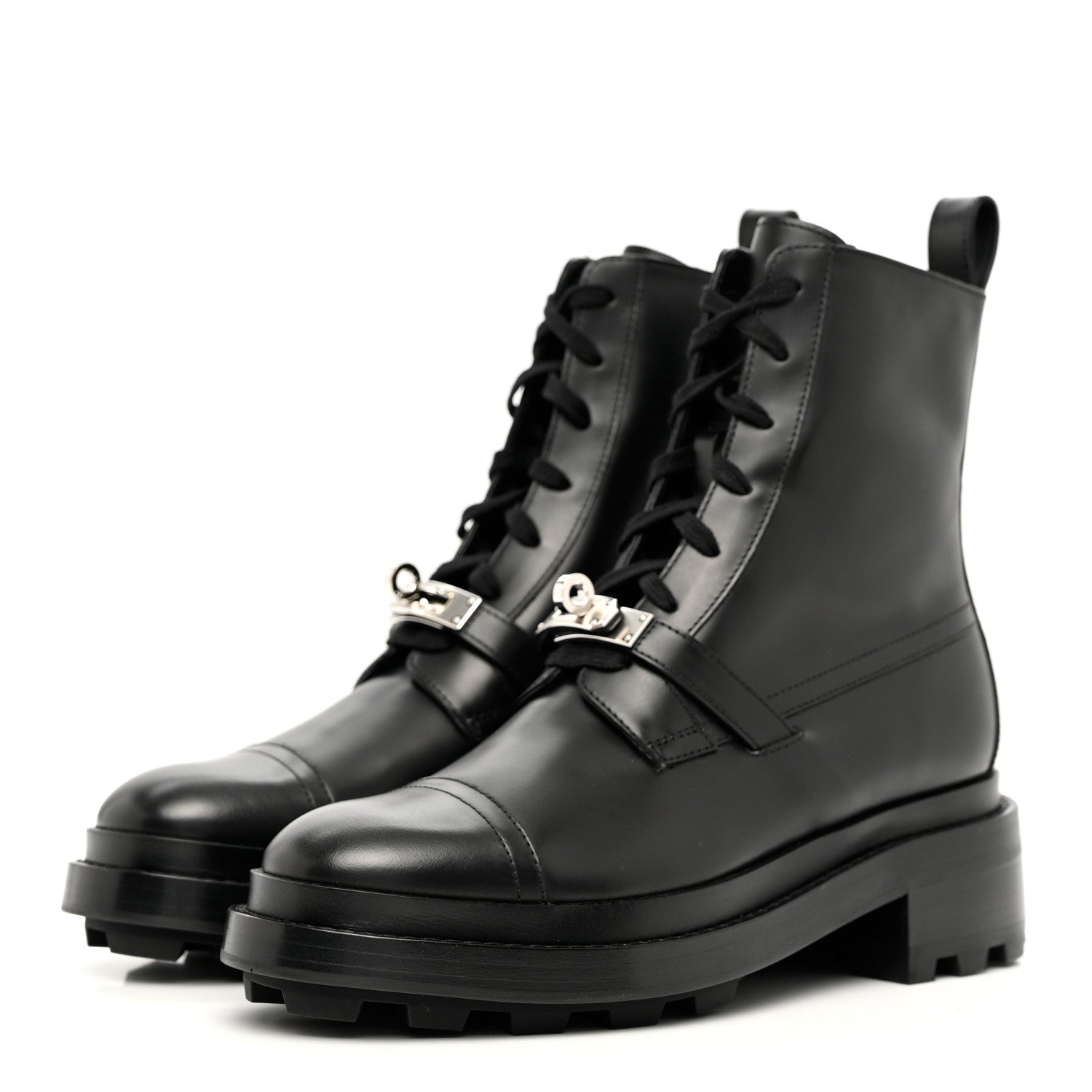 Hermes Glossed Calfskin Funk Ankle Boots 36 Black 3 of 8