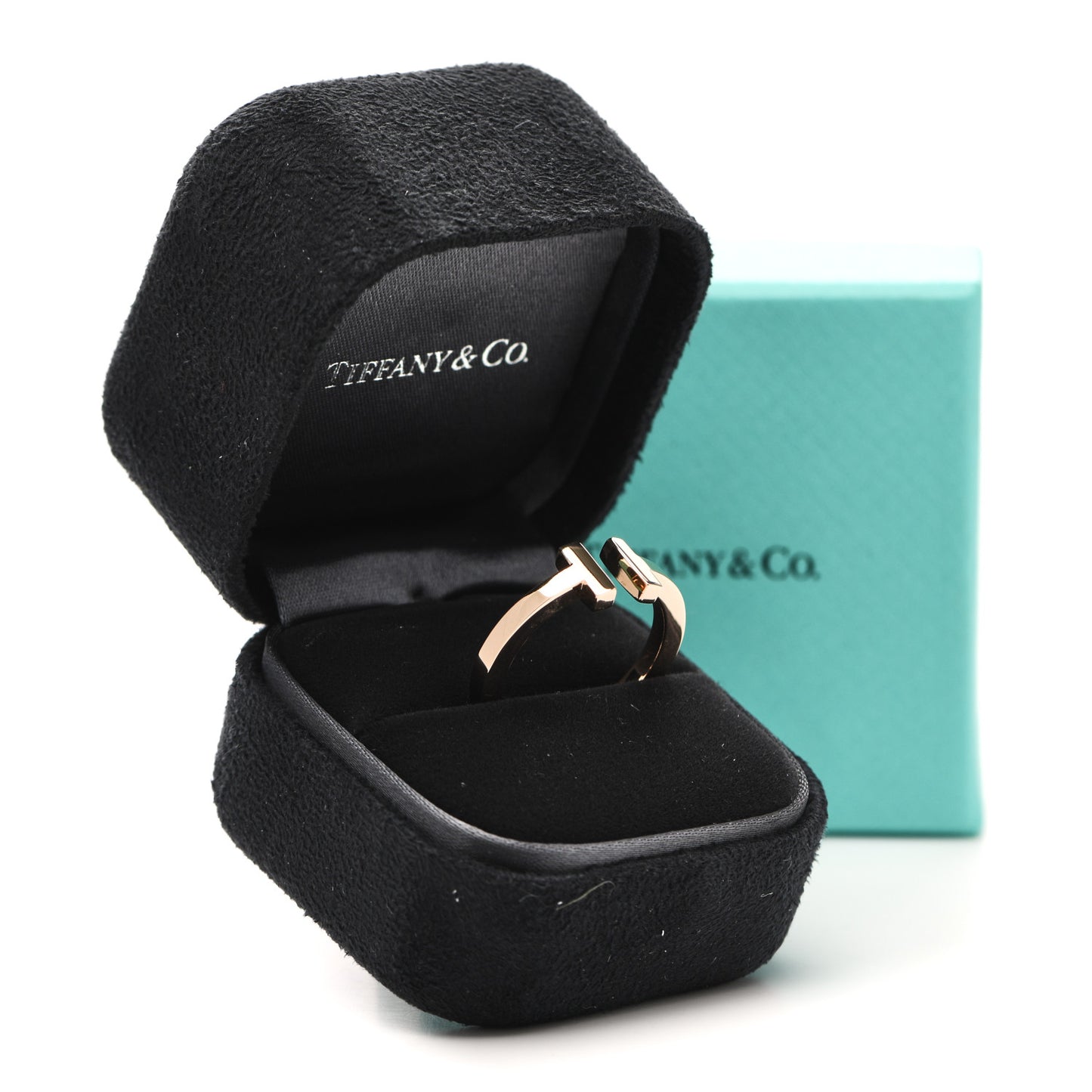 18K Rose Gold T Square Ring 58 8.5