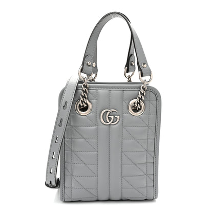 Gucci Calfskin Matelasse Chevron Mini GG Marmont Tote Grey 1 of 8