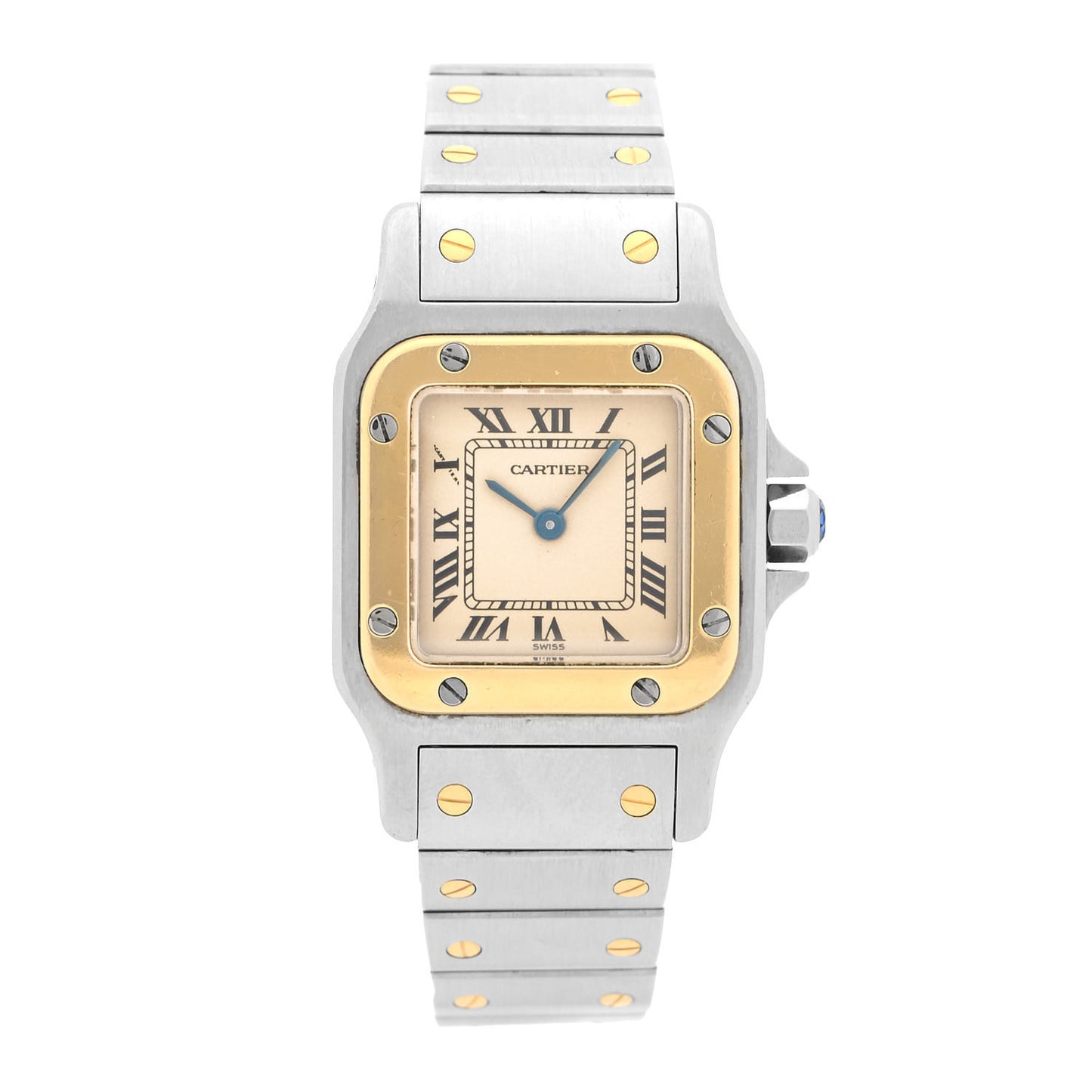 Stainless Steel 18K Yellow Gold 24mm Santos De Cartier Galbee Quartz Watch
