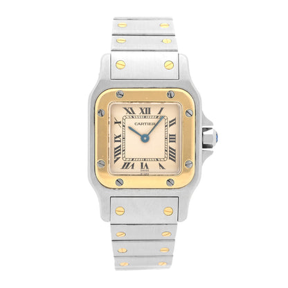 Cartier Stainless Steel 18K Yellow Gold 24mm Santos De Cartier Galbee Quartz Watch 1 of 5