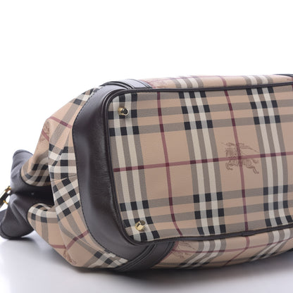 Burberry Grained Calfskin Haymarket Check Medium Golderton Tote Chocolate 11 of 12
