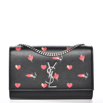Saint Laurent Calfskin Medium Heart Bolts Monogram Kate Satchel Black 1 of 6
