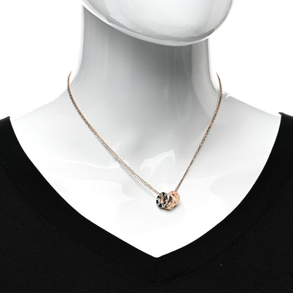 Cartier 18K White Pink Gold Diamond Three Ring LOVE Pendant Necklace 2 of 4
