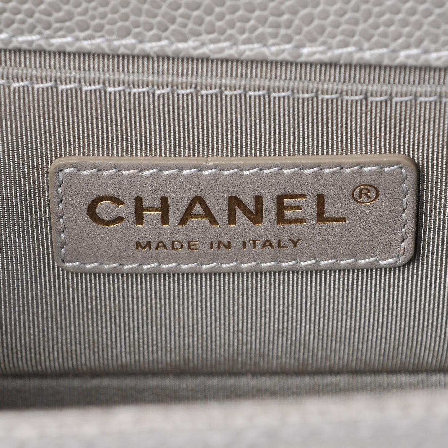 Caviar Quilted Small Boy Flap Light Grey