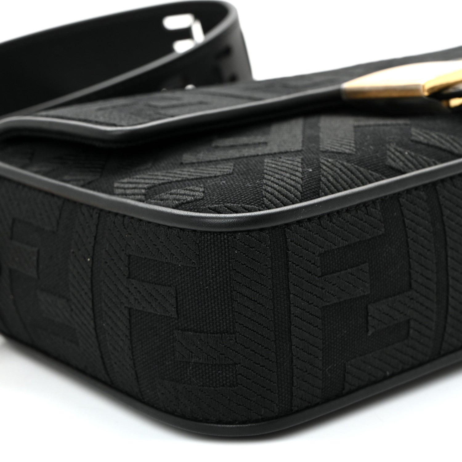 Fendi Canvas Vitello King Extra Strap FF Embroidered Baguette Black 9 of 10