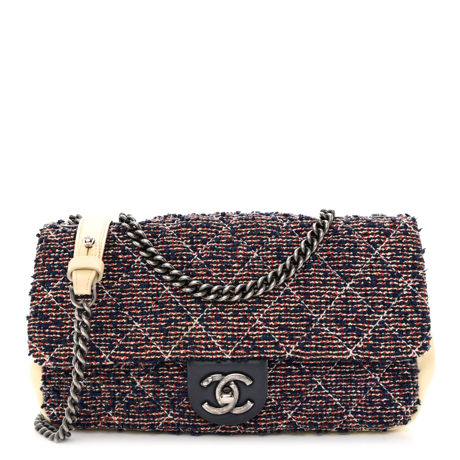 Chanel Tweed Quilted Medium Single Flap Blue Multicolor 1 of 17