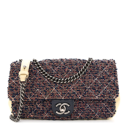Chanel Tweed Quilted Medium Single Flap Blue Multicolor 1 of 17