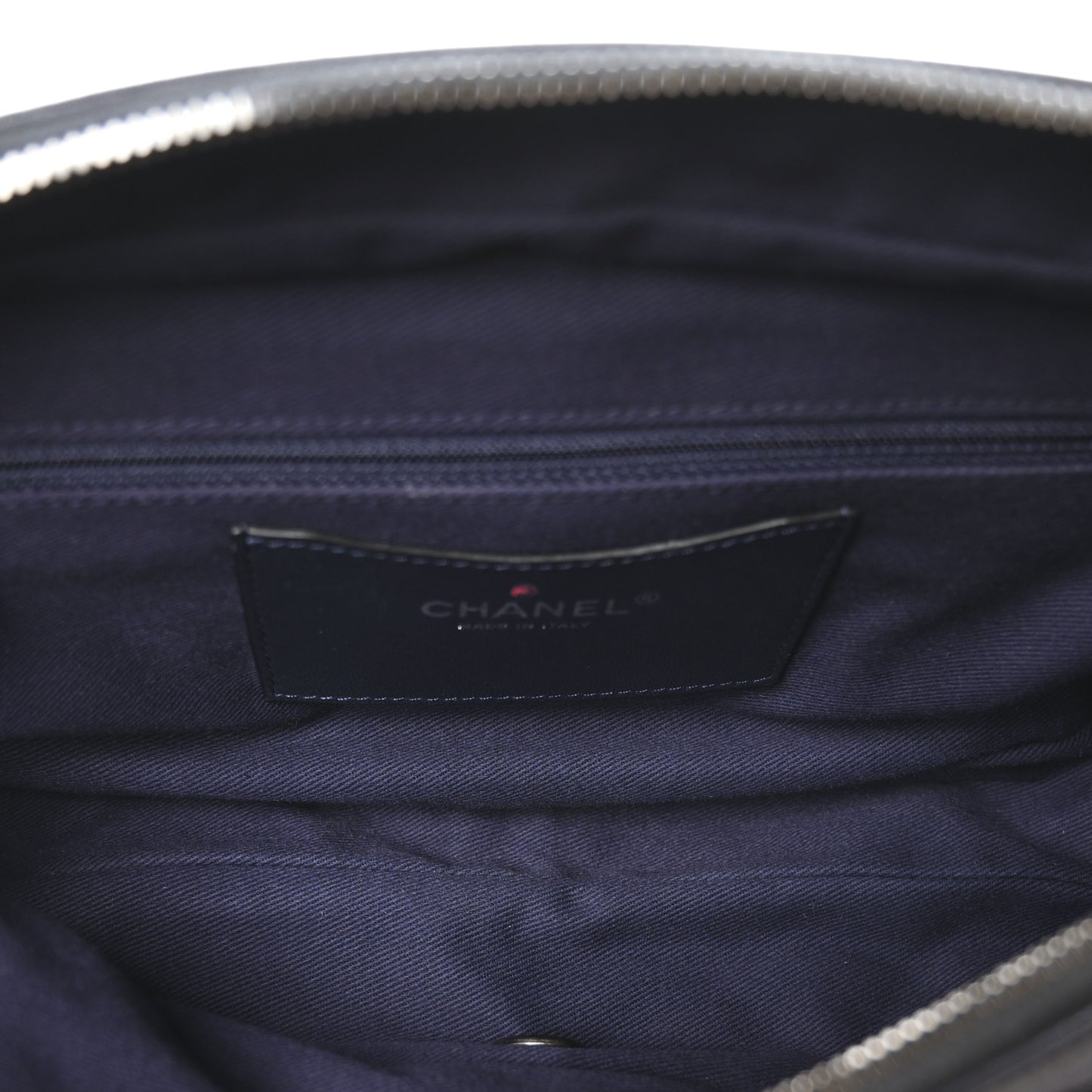 Iridescent Calfskin Quilted Large Shiva Flap Navy Blue