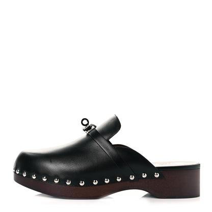 Hermes Calfskin Carlotta Mules 39 Black 1 of 11