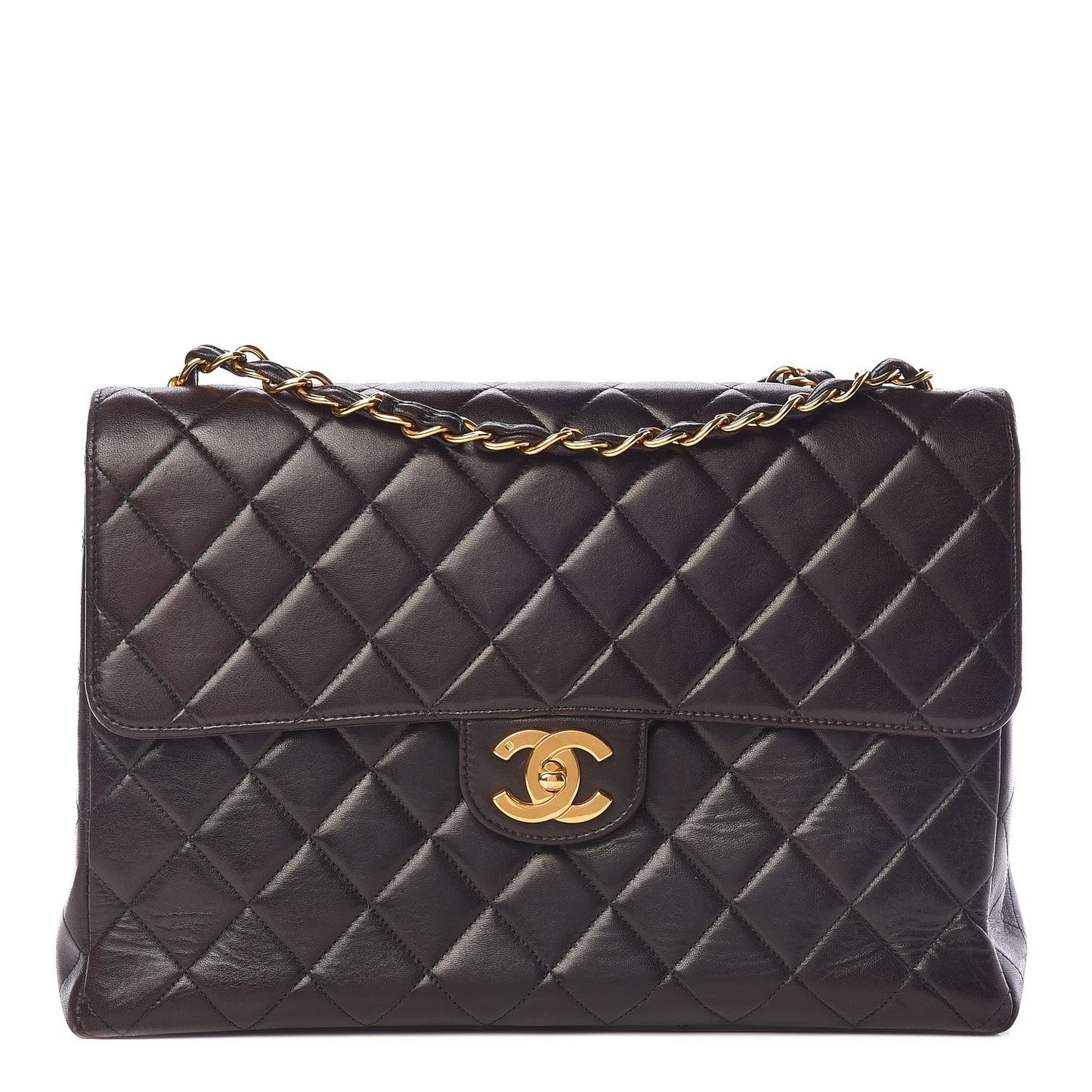 Lambskin Quilted Jumbo Single Flap Black