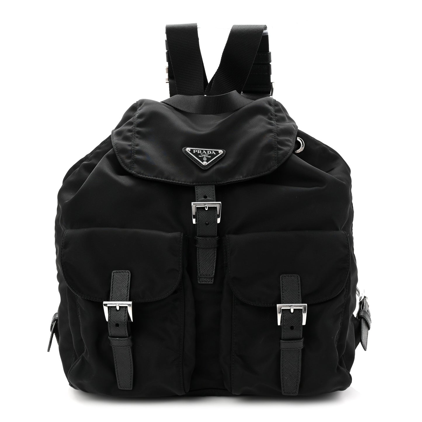 Tessuto Nylon Saffiano Medium Backpack Black