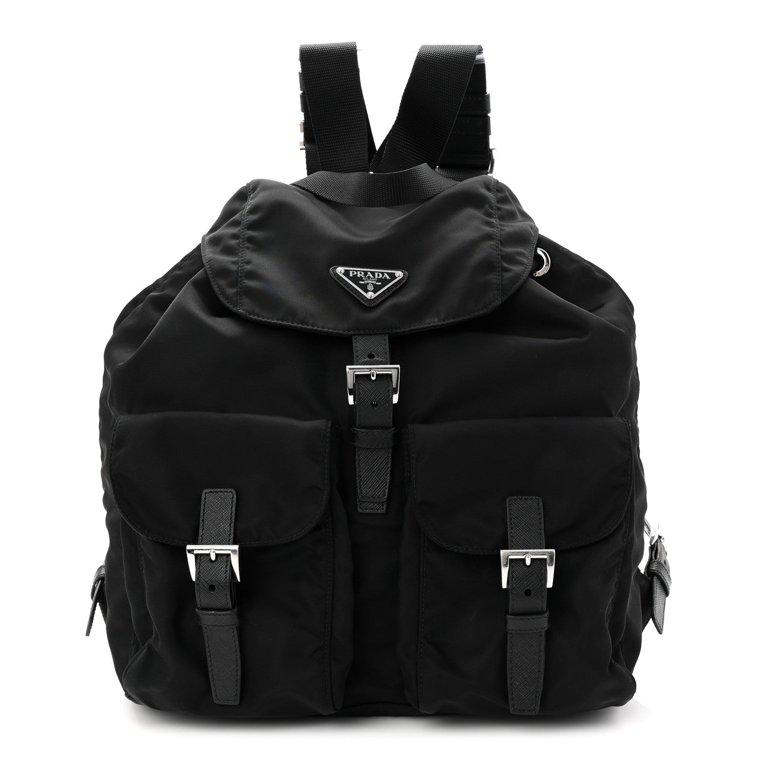 Prada Tessuto Nylon Saffiano Medium Backpack Black 1 of 10