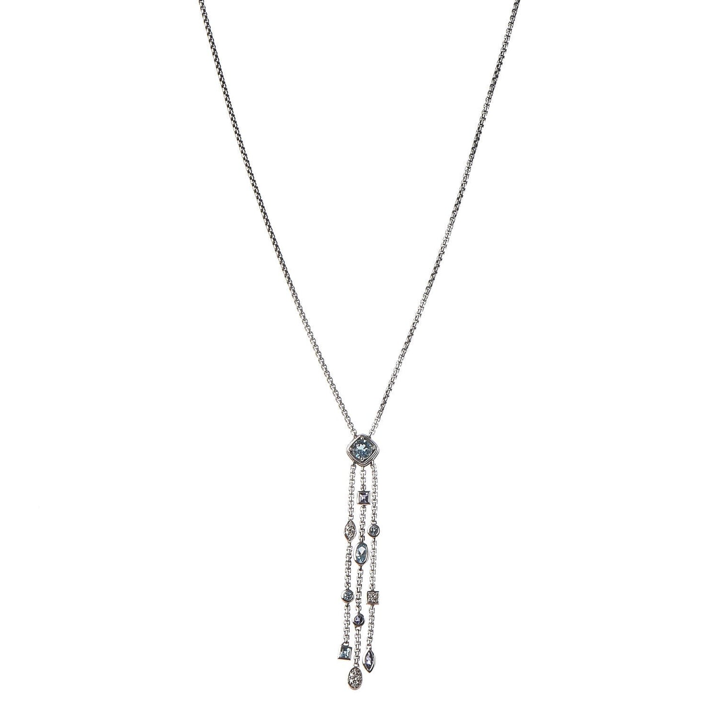 Sterling Silver Diamond Iolite Blue Topaz Confetti Ice Necklace
