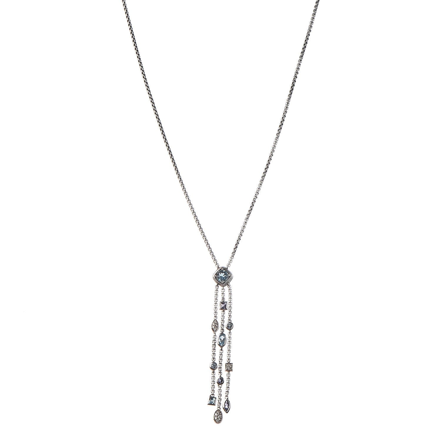 David Yurman Sterling Silver Diamond Iolite Blue Topaz Confetti Ice Necklace 1 of 6