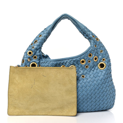 Bottega Veneta Nappa Intrecciato Grommet Medium Veneta Hobo Blue 3 of 13