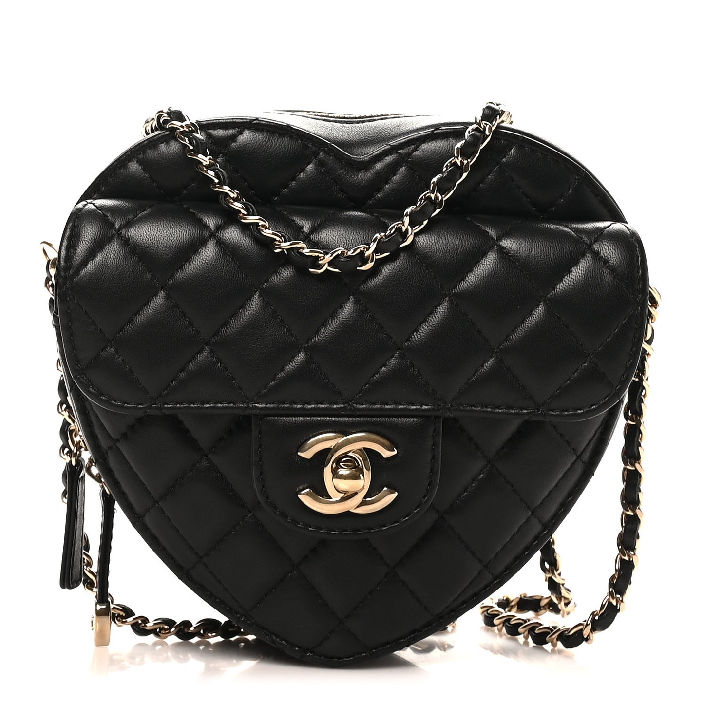 Lambskin Quilted CC In Love Heart Bag Black