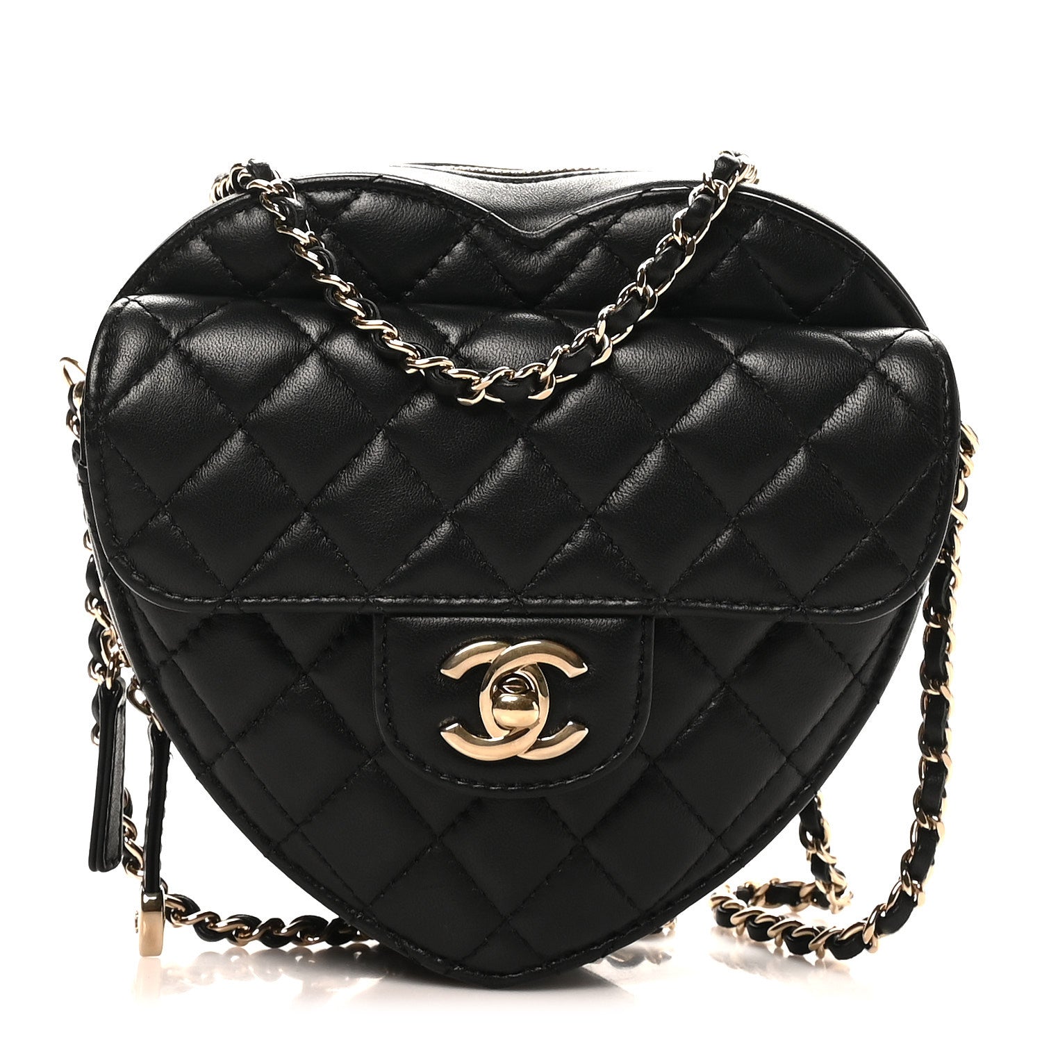 Chanel Lambskin Quilted CC In Love Heart Bag Black 1 of 10