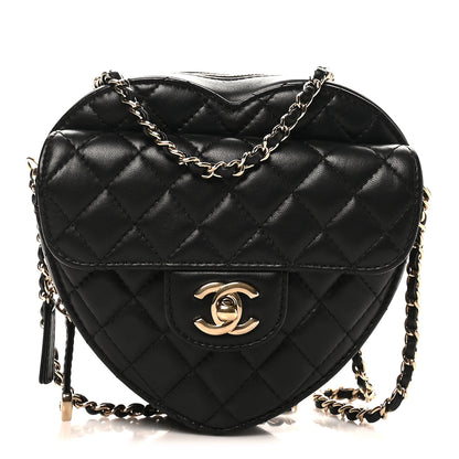 Chanel Lambskin Quilted CC In Love Heart Bag Black 1 of 10