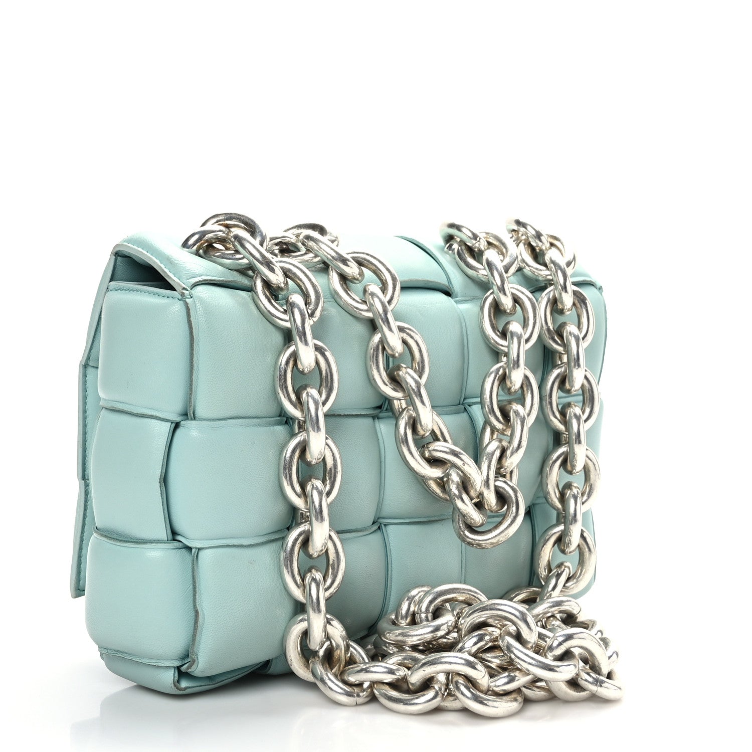 Bottega Veneta Lambskin Maxi Intreccio Padded Chain Cassette Crossbody Bag Spearmint 3 of 8