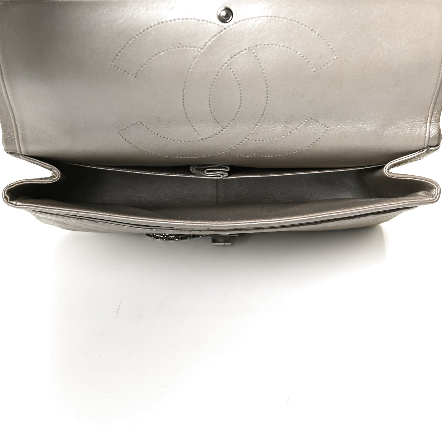 Metallic Aged Calfskin Quilted 2.55 Reissue 227 Flap Grey