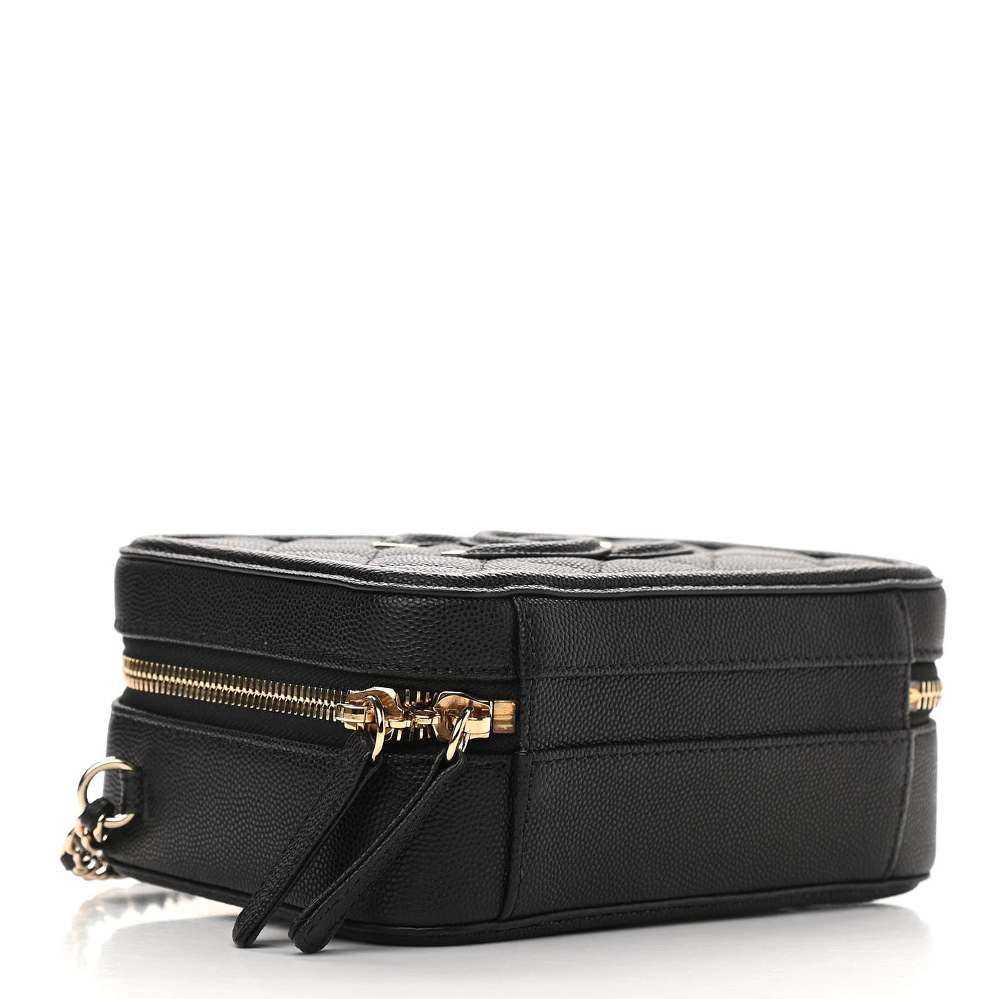 Caviar Quilted Small CC Filigree Vanity Case Black
