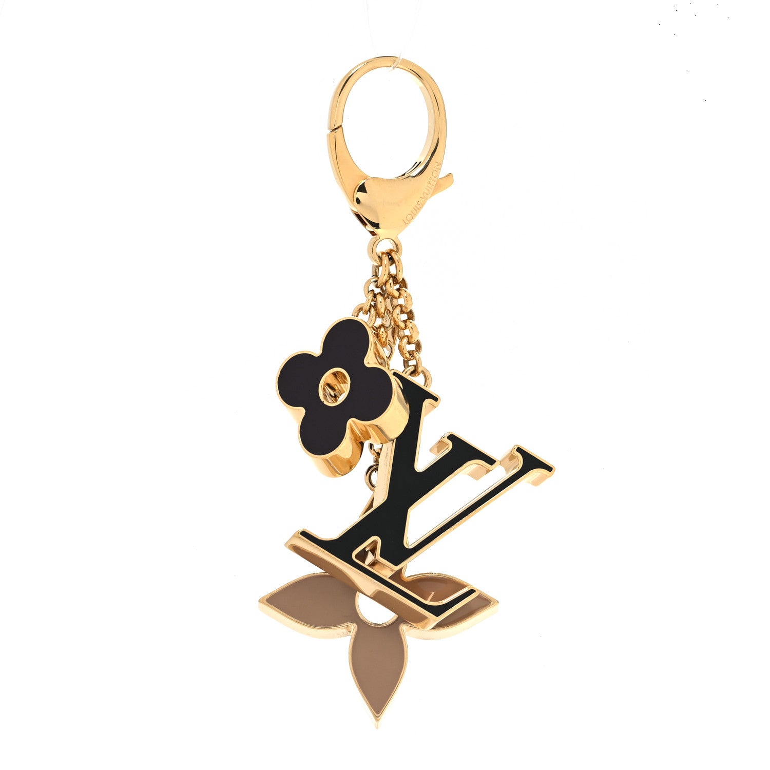 Louis Vuitton Metal Enamel Fleur De Monogram Bag Charm Dore 1 of 4