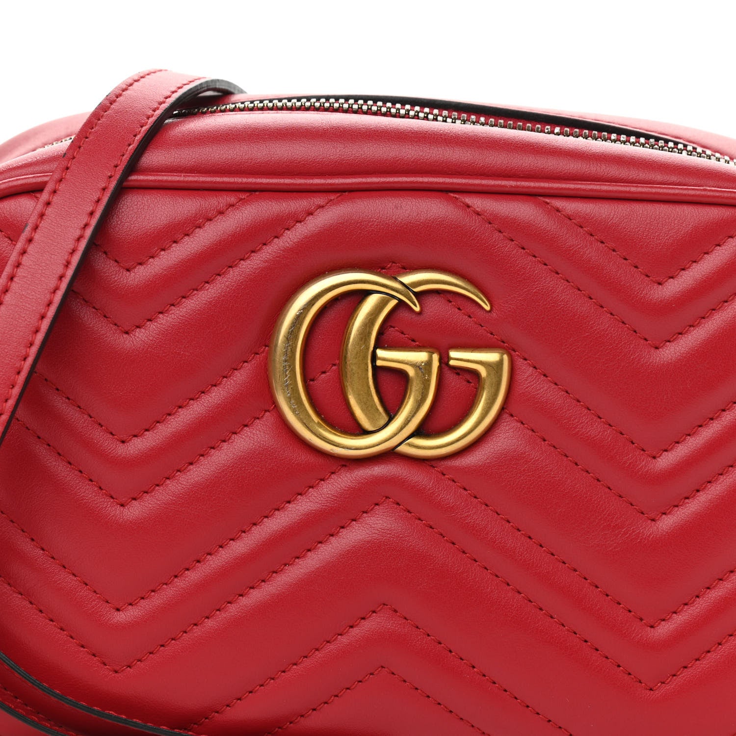 Gucci Calfskin Matelasse Small GG Marmont Chain Shoulder Bag Hibiscus Red 9 of 12